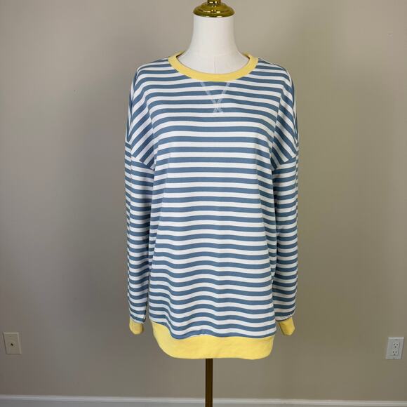 Trendy Queen Oversized Striped Crewneck Sweater US Women's L - Picture 2 of 8